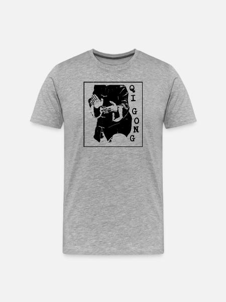 Qigong Traditional Pose Illustration - Men's Premium Organic T-Shirt - heather grey