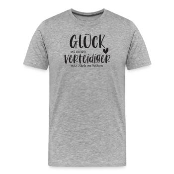 Verteidiger Fußball Sport Fußballspieler Geschenk - Männer Premium Bio T-Shirt - Grau meliert - Vorne - Damien (186cm)