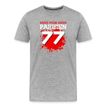 Sang Pour Sang Parisien - 77 - T-shirt bio Premium Homme - gris chiné - Devant - Damien (186cm)