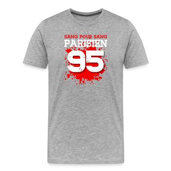 Sang Pour Sang Parisien - 95 - T-shirt bio Premium Homme - gris chiné - Devant - Damien (186cm)