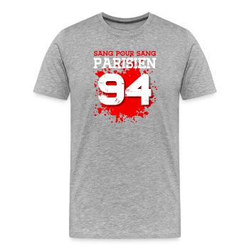 Sang Pour Sang Parisien - 94 - T-shirt bio Premium Homme - gris chiné - Devant - Damien (186cm)