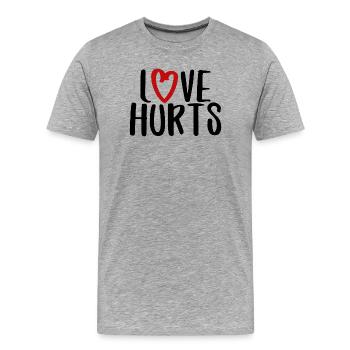 l’amour blesse l’amour police drôle dire - T-shirt bio Premium Homme - gris chiné - Devant - Damien (186cm)