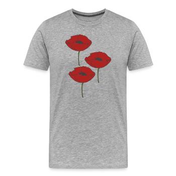 mohnblumen - Männer Premium Bio T-Shirt - Grau meliert - Vorne - Damien (186cm)