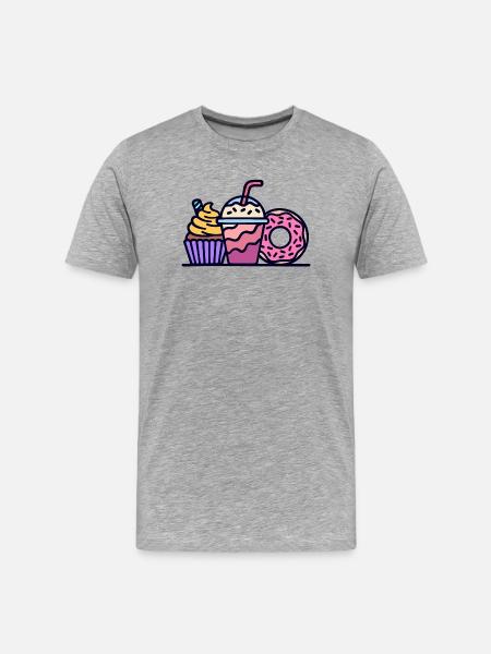 Bonbons Cupcake Donut Snack dent sucrée - T-shirt bio Premium Homme - gris chiné