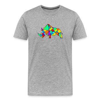 Geometrisches Kamel Puzzle Neonfarben - Männer Premium Bio T-Shirt - Grau meliert - Vorne - Damien (186cm)