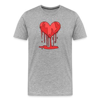 Herz Blut - Männer Premium Bio T-Shirt - Grau meliert - Vorne - Damien (186cm)