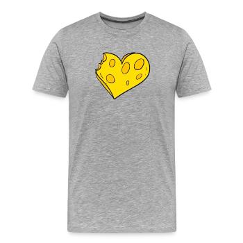 Heart of Cheese - Cheese Love - Men's Premium Organic T-Shirt - heather grey - Front - Damien (186cm)