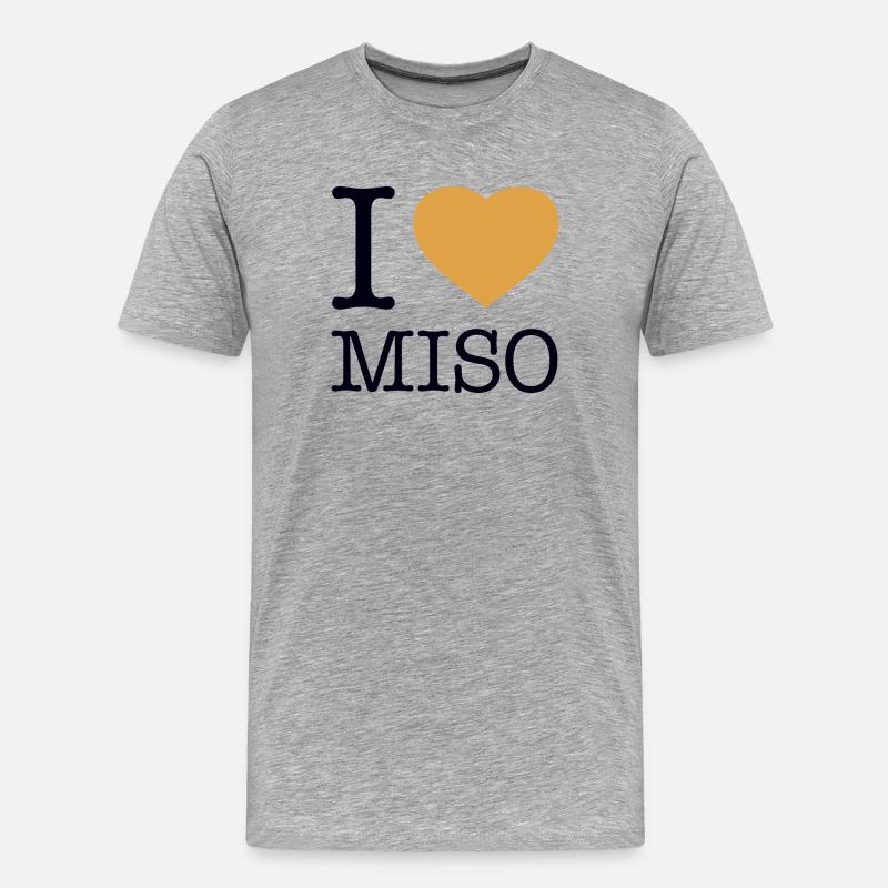 I LOVE MISO Sushi - Männer Premium Bio T-Shirt - Grau meliert