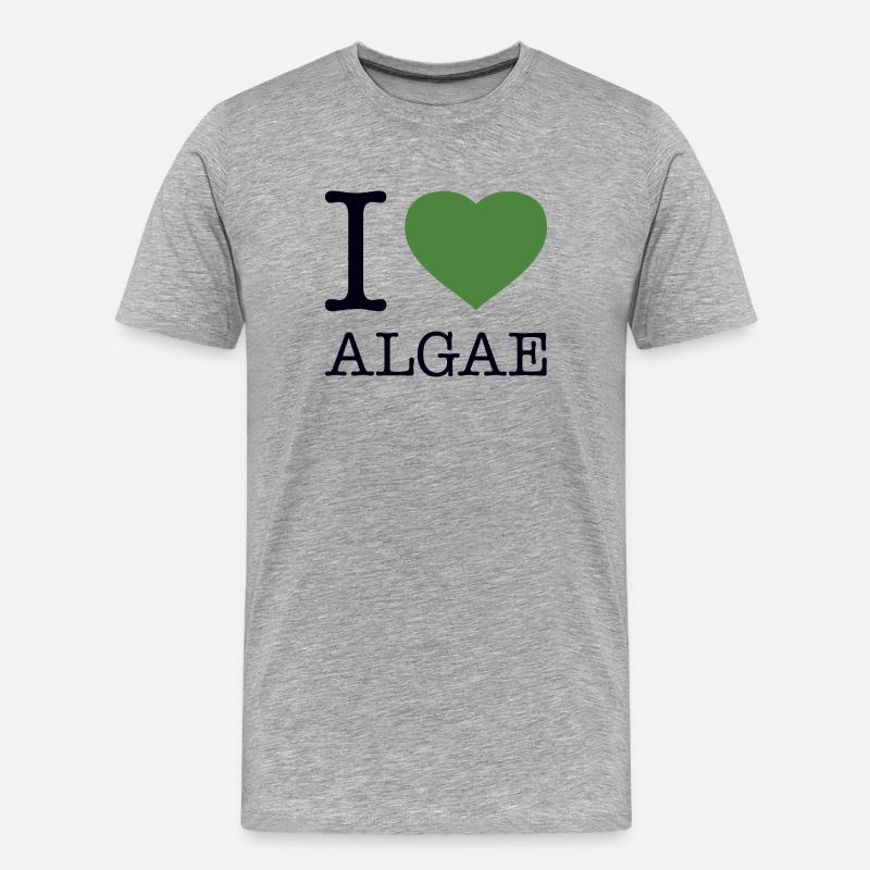 I LOVE ALGAE Algen - Männer Premium Bio T-Shirt - Grau meliert