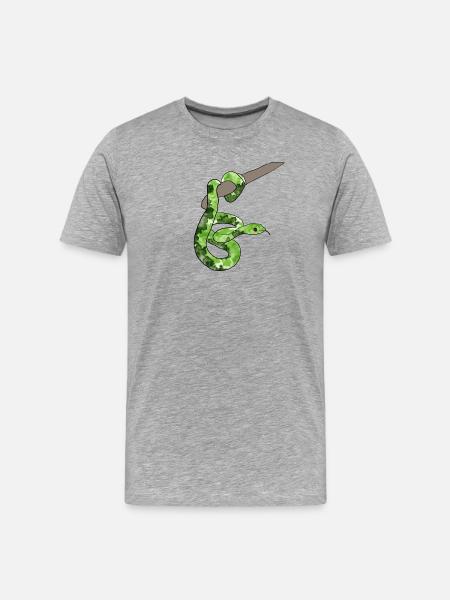 Grüne Schlange - Männer Premium Bio T-Shirt - Grau meliert