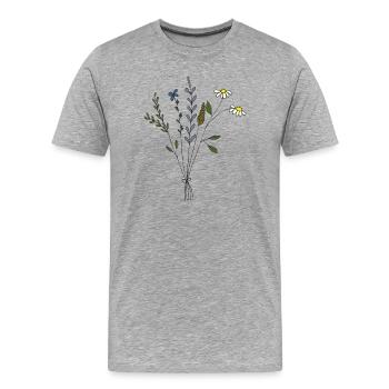 bouquet de prairies fleuries - T-shirt bio Premium Homme - gris chiné - Devant - Damien (186cm)
