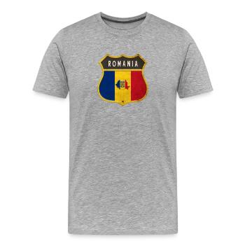 Armoiries de la Roumanie - T-shirt bio Premium Homme - gris chiné - Devant - Damien (186cm)