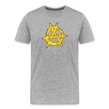 Fromage symbole de l’anarchie - T-shirt bio Premium Homme - gris chiné - Devant - Damien (186cm)