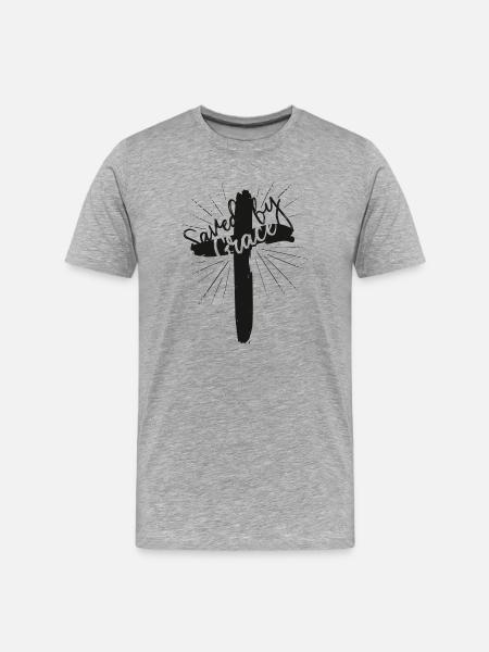 Saved by Grace - Men's Premium Organic T-Shirt - heather grey