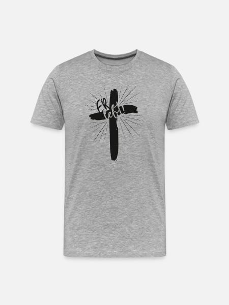 Er lebt - Männer Premium Bio T-Shirt - Grau meliert