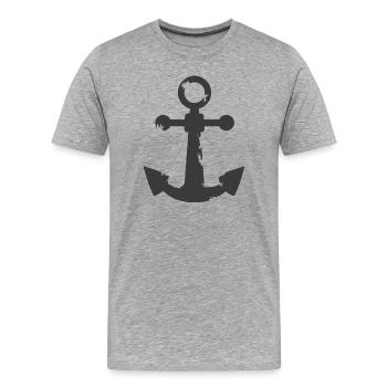 used look dreckig Anker anchor Symbol - Männer Premium Bio T-Shirt - Grau meliert - Vorne - Damien (186cm)