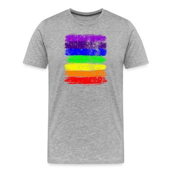 Rayures Vivid Pride - T-shirt bio Premium Homme - gris chiné - Devant - Damien (186cm)