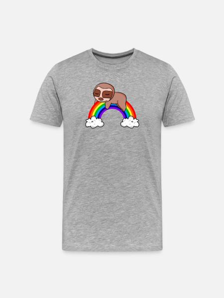 Rainbow Sloth - Men's Premium Organic T-Shirt - heather grey