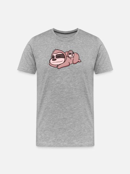 Sloth Dad with Baby Sloth - Men's Premium Organic T-Shirt - heather grey