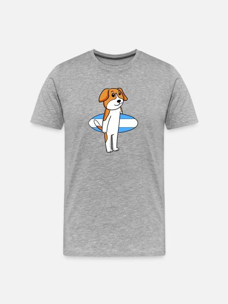 Surfboard Dog Beagle Surfing Gift - Men's Premium Organic T-Shirt - heather grey