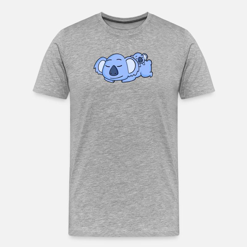 Koala Papa mit Baby Koala - Männer Premium Bio T-Shirt - Grau meliert