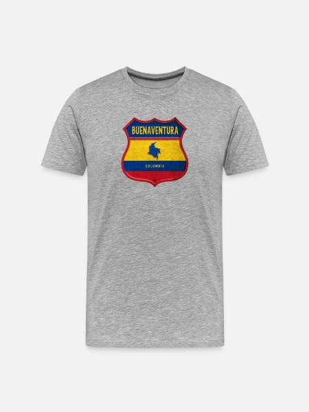 Écusson Buenaventura Colombia - T-shirt bio Premium Homme - gris chiné