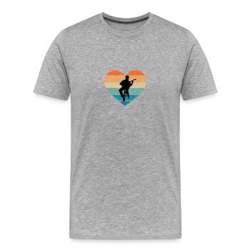 Ich liebe Gitarristen mit akustische Gitarre - Männer Premium Bio T-Shirt - Grau meliert - Vorne - Damien (186cm)