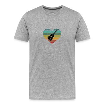 Ich liebe Gitarristen mit akustische Gitarre - Männer Premium Bio T-Shirt - Grau meliert - Vorne - Damien (186cm)