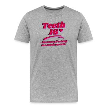 Drôle de sweet tooth statement sucre - T-shirt bio Premium Homme - gris chiné - Devant - Damien (186cm)