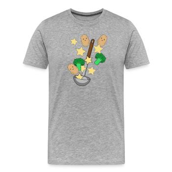 Suppenkelle Kartoffel Gemüse Kochkunst Vegetarisch - Männer Premium Bio T-Shirt - Grau meliert - Vorne - Damien (186cm)