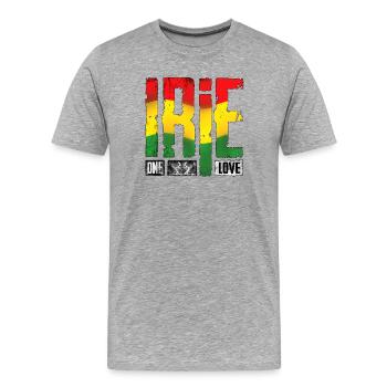 Design reggae vibrant aux couleurs de l’arc-en-ciel - T-shirt bio Premium Homme - gris chiné - Devant - Damien (186cm)