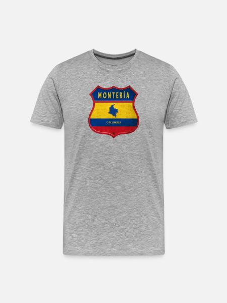 Montería Kolumbien Wappen Design - Männer Premium Bio T-Shirt - Grau meliert