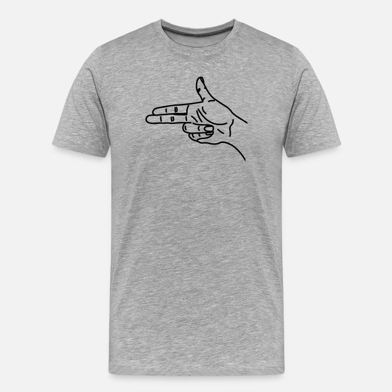 Handgestenpistole verängstigt Krieg - Männer Premium Bio T-Shirt - Grau meliert