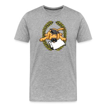 Laurel Wreath Dog Examen du diplôme de maître appris - T-shirt bio Premium Homme - gris chiné - Devant - Damien (186cm)