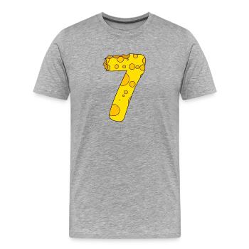 Zahl 7 Ziffer Käse - Männer Premium Bio T-Shirt - Grau meliert - Vorne - Damien (186cm)