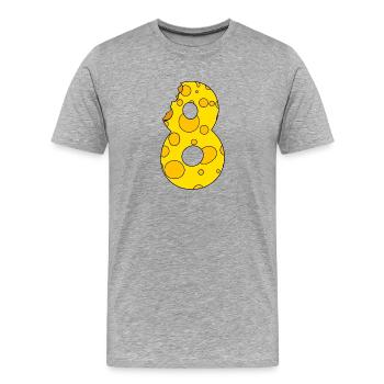 Zahl 8 Ziffer Käse - Männer Premium Bio T-Shirt - Grau meliert - Vorne - Damien (186cm)