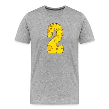 Zahl 2 Ziffer Käse - Männer Premium Bio T-Shirt - Grau meliert - Vorne - Damien (186cm)