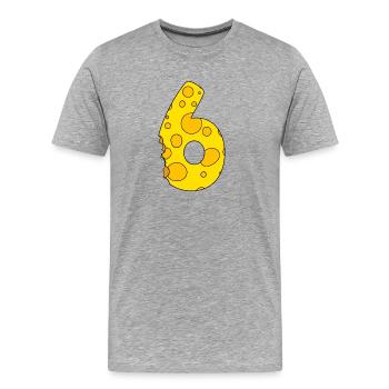 Zahl 6 Ziffer Käse - Männer Premium Bio T-Shirt - Grau meliert - Vorne - Damien (186cm)
