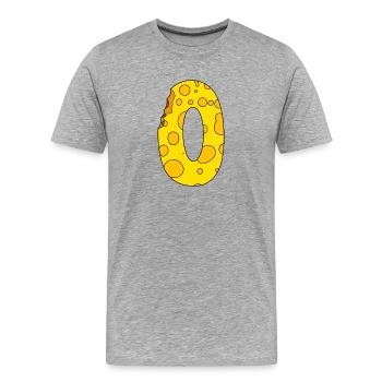 Zahl 0 Ziffer Käse - Männer Premium Bio T-Shirt - Grau meliert - Vorne - Damien (186cm)