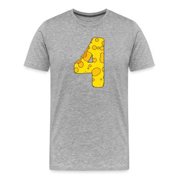 Zahl 4 Ziffer Käse - Männer Premium Bio T-Shirt - Grau meliert - Vorne - Damien (186cm)