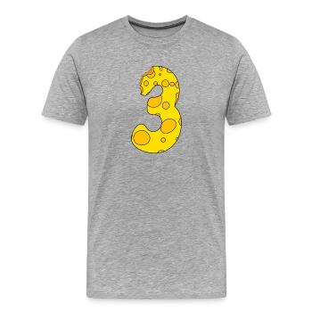 Zahl 3 Ziffer Käse - Männer Premium Bio T-Shirt - Grau meliert - Vorne - Damien (186cm)