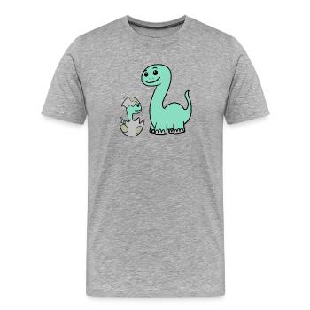 Dinosaurier mit Baby Dinosaurier - Männer Premium Bio T-Shirt - Grau meliert - Vorne - Damien (186cm)