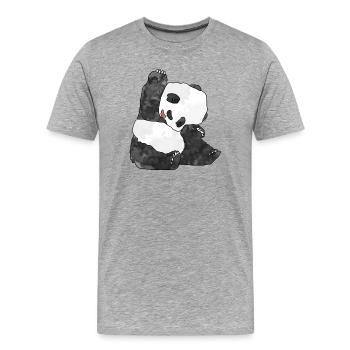 Panda - Männer Premium Bio T-Shirt - Grau meliert - Vorne - Damien (186cm)