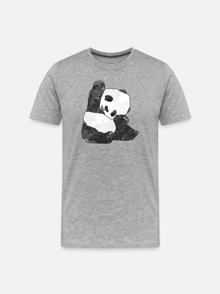 Panda - Männer Premium Bio T-Shirt - Grau meliert