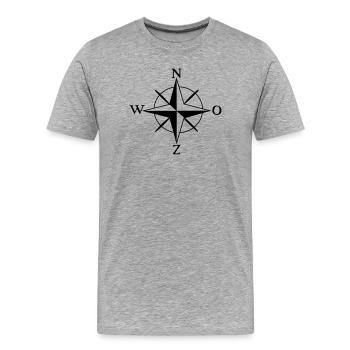 Compass North East West South - Men's Premium Organic T-Shirt - heather grey - Front - Damien (186cm)