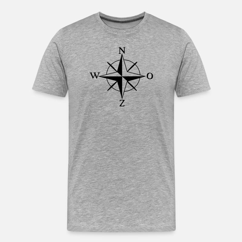 Kompass Nordost West Süd - Männer Premium Bio T-Shirt - Grau meliert