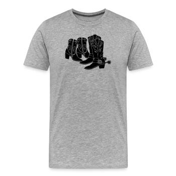 Bottes occidentales pour hommes féminins - T-shirt bio Premium Homme - gris chiné - Devant - Damien (186cm)