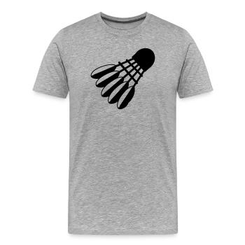 Logo de la navette de badminton avec ressorts - T-shirt bio Premium Homme - gris chiné - Devant - Damien (186cm)