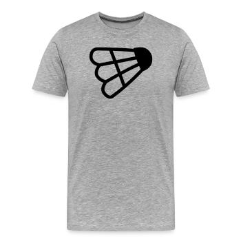 Badminton einfaches Shuttle-Logo - Männer Premium Bio T-Shirt - Grau meliert - Vorne - Damien (186cm)