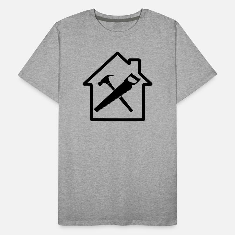 Construction de maison à logo d’outil de charpentier T-shirt bio Premium Homme